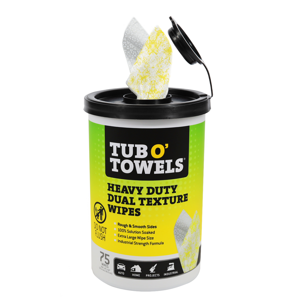 Tub O' Towels Heavy Duty Dual Texture Wipes, 75-Count